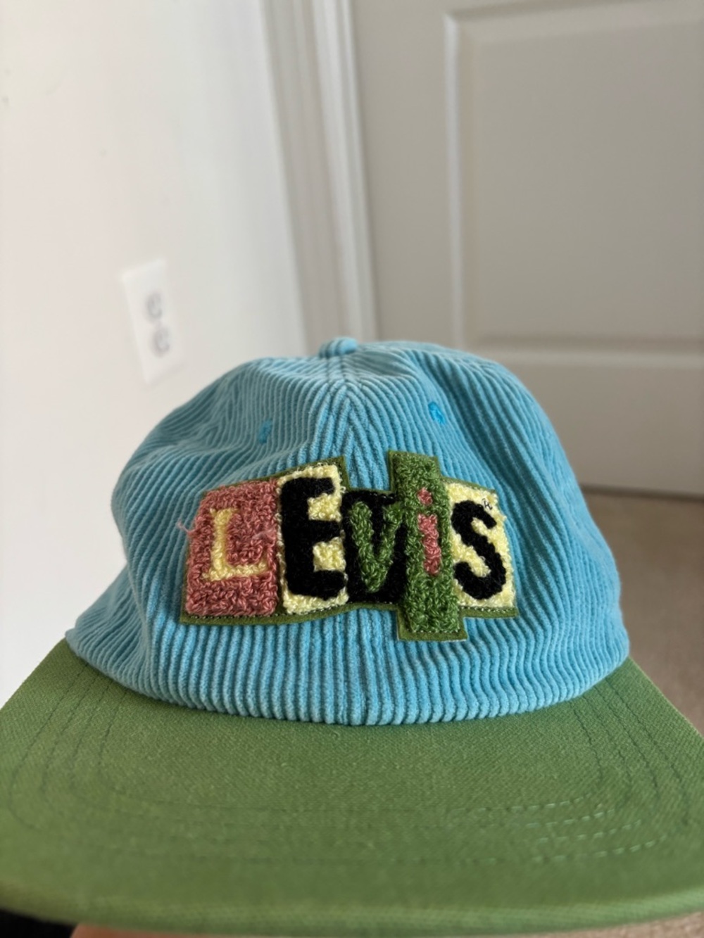 Levi's Light Blue & Green Corduroy Patch Cap
